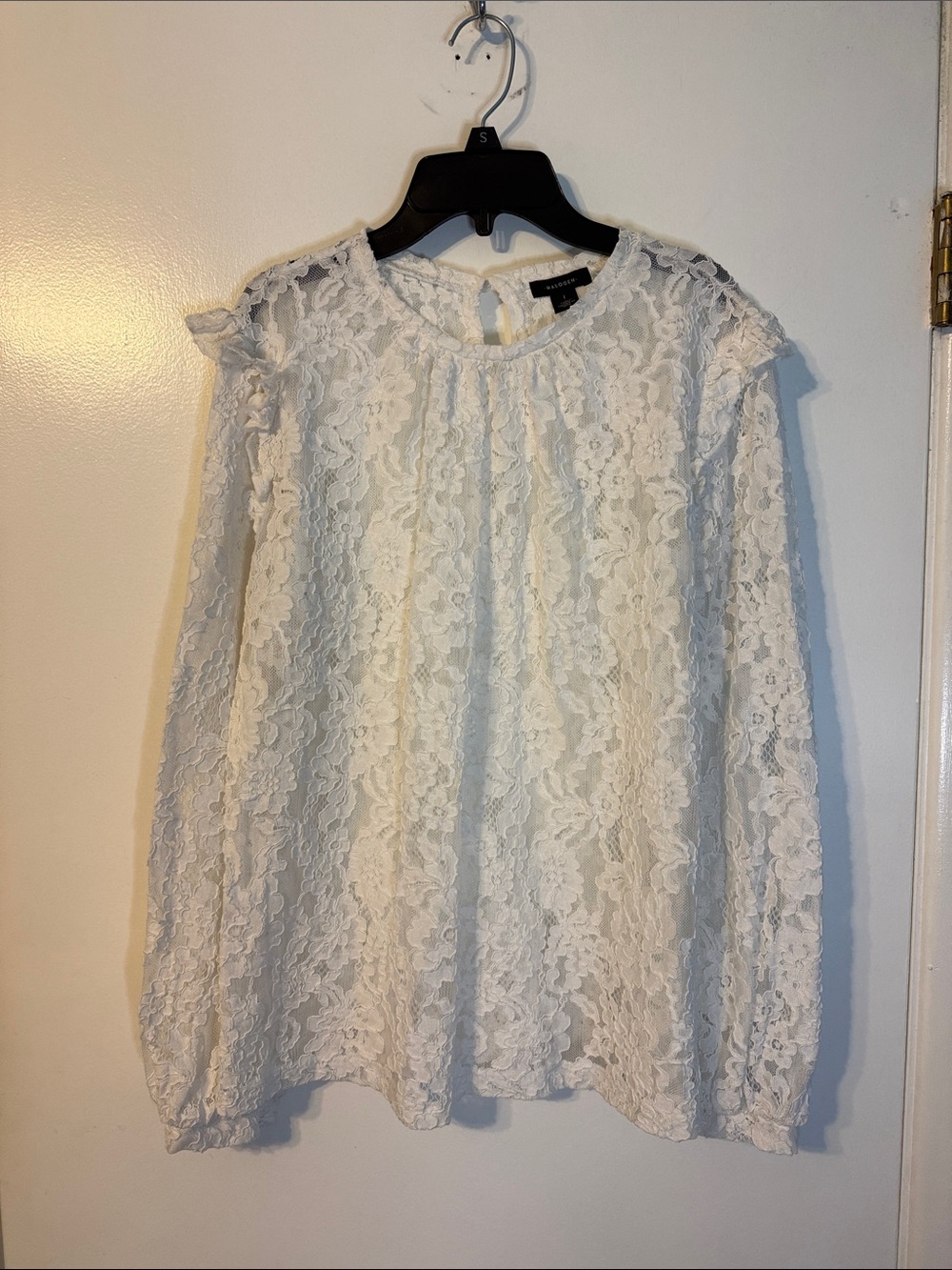 Halogen White Floral Lace Long-Sleeve Blouse